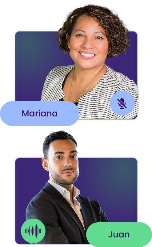 Mariana y Juan en una sesión en vivo del programa Blum