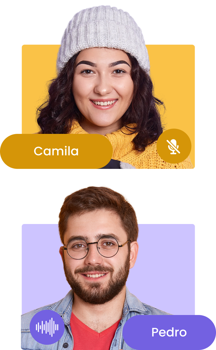 Camila y Pedro en una videollamada del programa Blum
